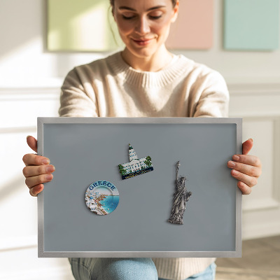Magnetisch bord met zilveren lijst Grijze kleur