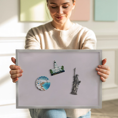 Magnetisch bord met zilveren lijst Lila kleur