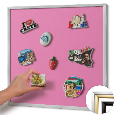 Magnetisch bord met zilveren lijst Roze kleur
