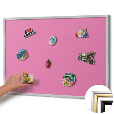 Magnetisch bord met zilveren lijst Roze kleur