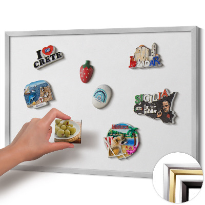 Magnetisch bord met zilveren lijst Witte kleur