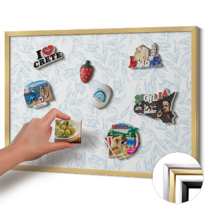 Magnetisch bord met gouden lijst Regelmatig bladpatroon