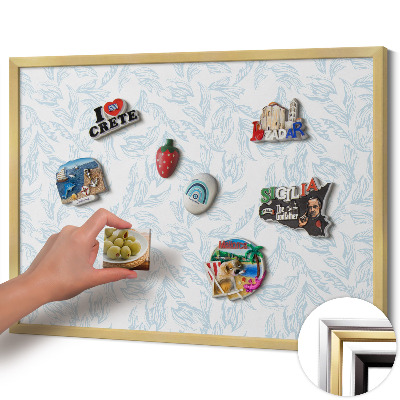 Magnetisch bord met gouden lijst Regelmatig bladpatroon