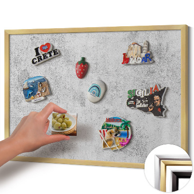Magnetisch bord met gouden lijst Verweerde betonstructuur