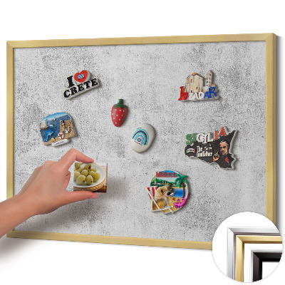 Magnetisch bord met gouden lijst Verweerde betonstructuur