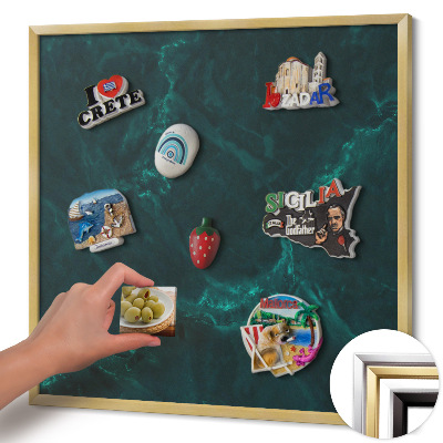 Magnetisch bord met gouden lijst Flesgroen marmer