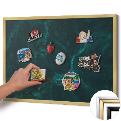 Magnetisch bord met gouden lijst Flesgroen marmer