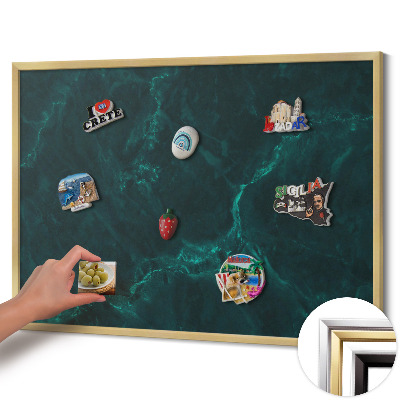 Magnetisch bord met gouden lijst Flesgroen marmer
