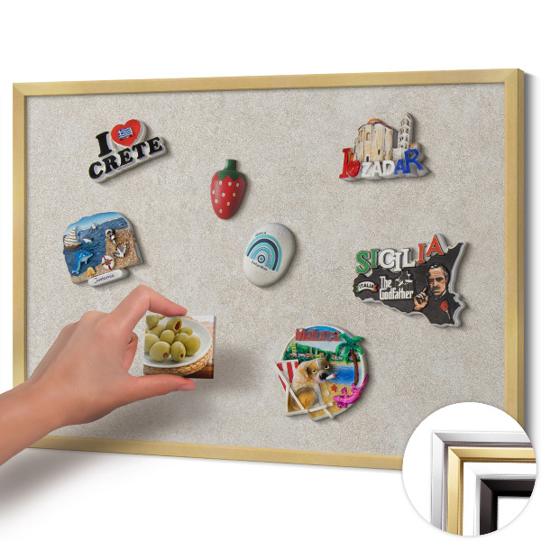Magnetisch bord met gouden lijst Subtiele zandsteen textuur