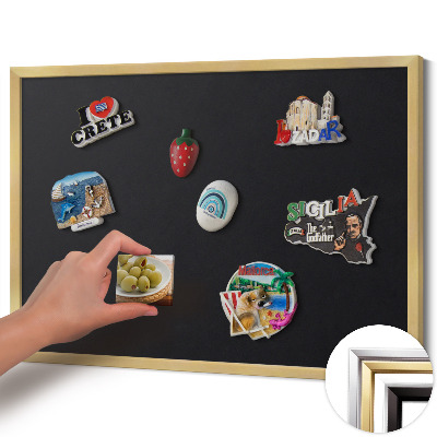 Magnetisch bord met gouden lijst Kleur zwart
