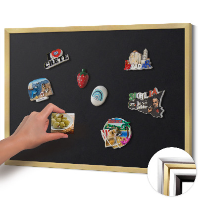 Magnetisch bord met gouden lijst Kleur zwart
