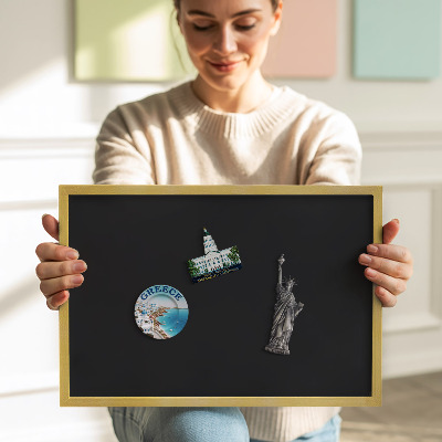 Magnetisch bord met gouden lijst Kleur zwart