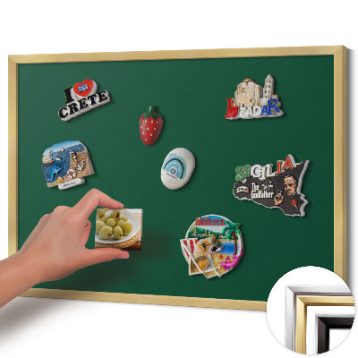 Magnetisch bord met gouden lijst Kleur donkergroen