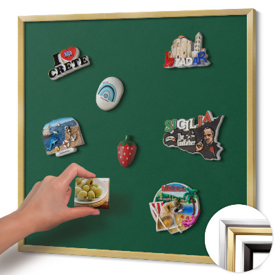 Magnetisch bord met gouden lijst Kleur donkergroen