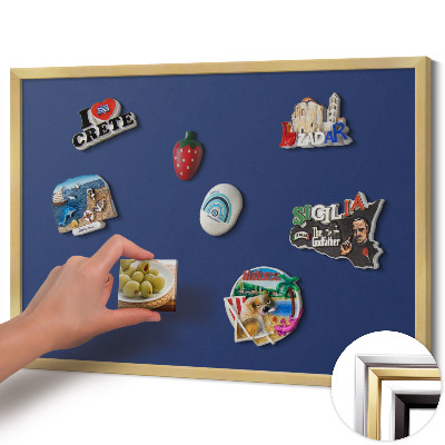 Magnetisch bord met gouden lijst Kleur marineblauw
