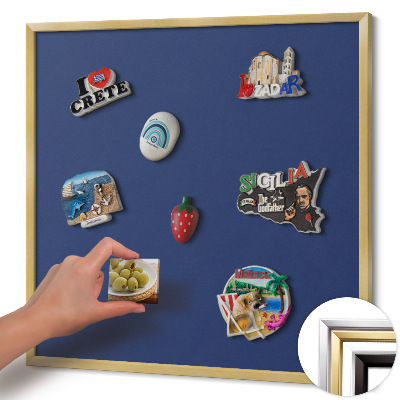 Magnetisch bord met gouden lijst Kleur marineblauw
