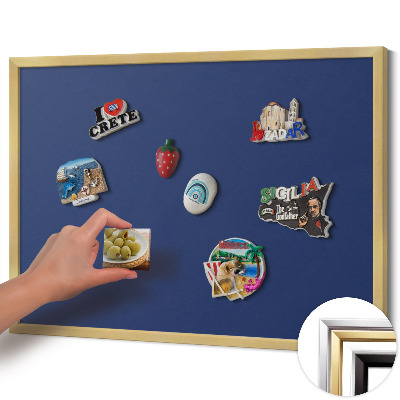 Magnetisch bord met gouden lijst Kleur marineblauw