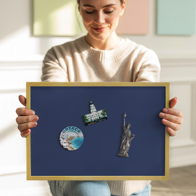 Magnetisch bord met gouden lijst Kleur marineblauw