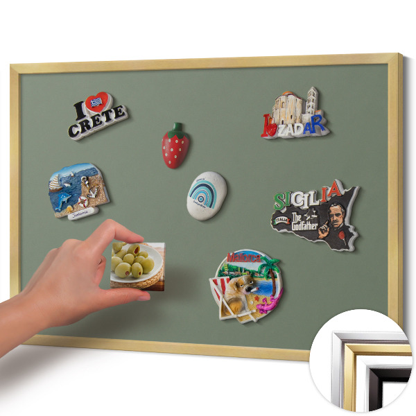 Magnetisch bord met gouden lijst Kleur olijfgroen