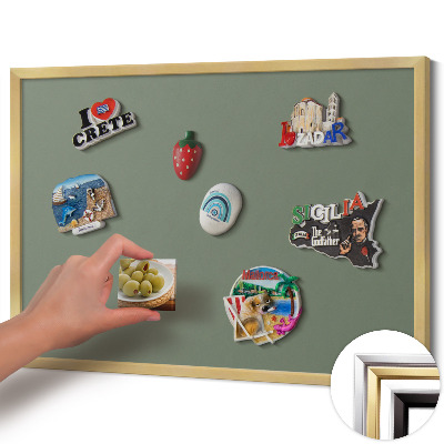 Magnetisch bord met gouden lijst Kleur olijfgroen