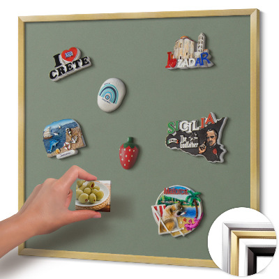 Magnetisch bord met gouden lijst Kleur olijfgroen