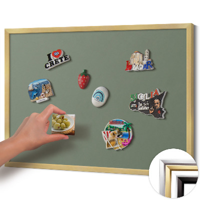 Magnetisch bord met gouden lijst Kleur olijfgroen