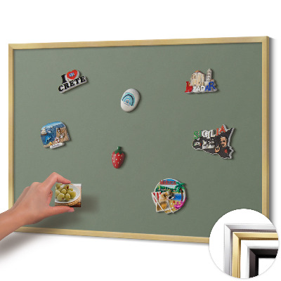 Magnetisch bord met gouden lijst Kleur olijfgroen