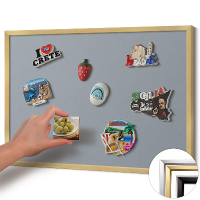 Magnetisch bord met gouden lijst Kleur grijs