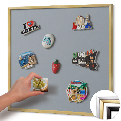Magnetisch bord met gouden lijst Kleur grijs