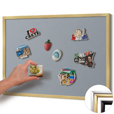 Magnetisch bord met gouden lijst Kleur grijs