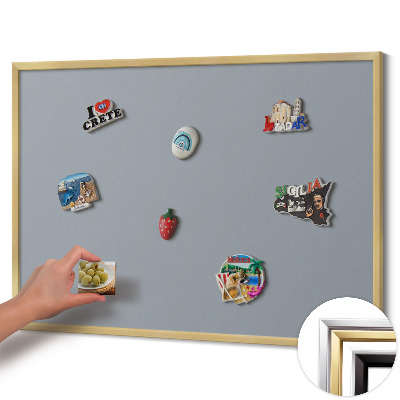 Magnetisch bord met gouden lijst Kleur grijs