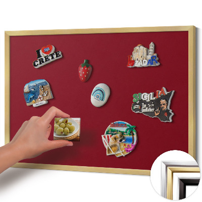 Magnetisch bord met gouden lijst Kleur bordeauxrood