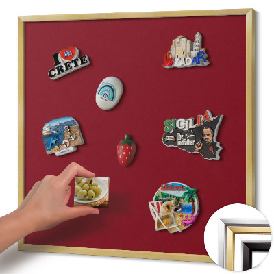 Magnetisch bord met gouden lijst Kleur bordeauxrood