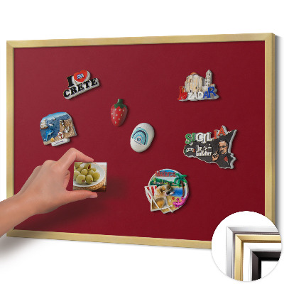 Magnetisch bord met gouden lijst Kleur bordeauxrood