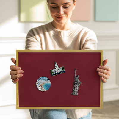 Magnetisch bord met gouden lijst Kleur bordeauxrood