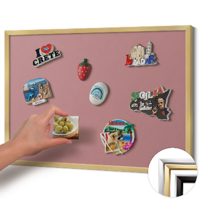 Magnetisch bord met gouden lijst Kleur pastelroze