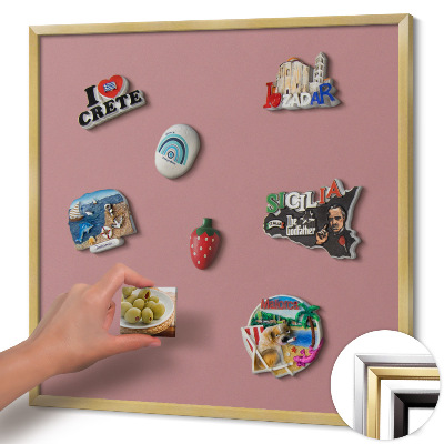 Magnetisch bord met gouden lijst Kleur pastelroze