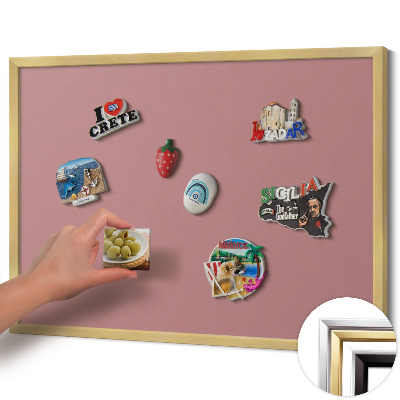 Magnetisch bord met gouden lijst Kleur pastelroze