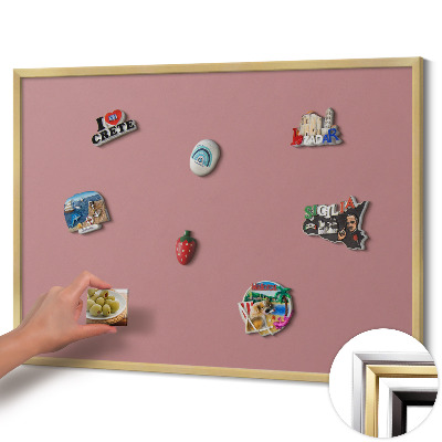Magnetisch bord met gouden lijst Kleur pastelroze