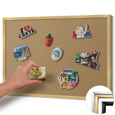 Magnetisch bord met gouden lijst Kleur donkergeel