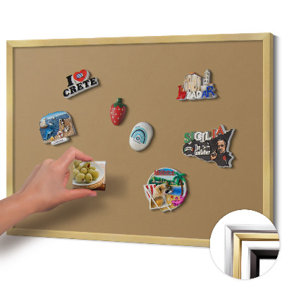 Magnetisch bord met gouden lijst Kleur donkergeel