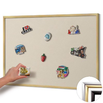 Magnetisch bord met gouden lijst Kleur lichtbeige