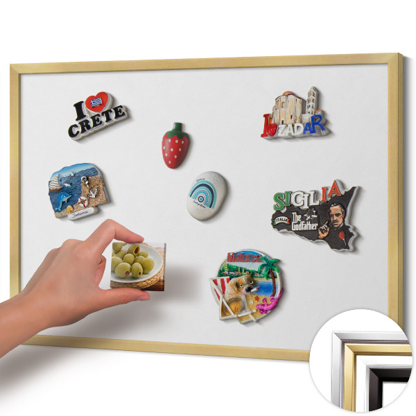 Magnetisch bord met gouden lijst Kleur wit