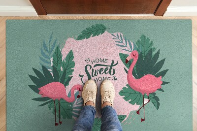 Deurmat binnen Home sweet home Flamingos