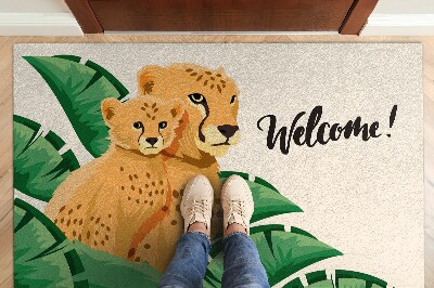 Deurmat binnen Welcome luipaard