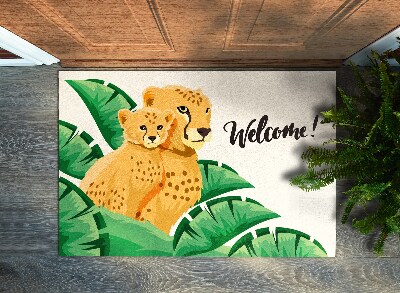 Deurmat binnen Welcome luipaard