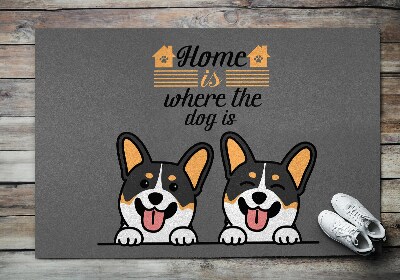 Binnen deurmat Home is where the dog is