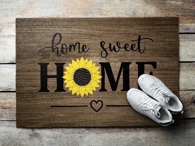 Binnen deurmat Home sweet home zonnebloem