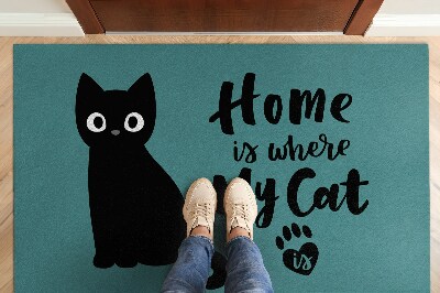 Deurmat binnen Home is where my cat is