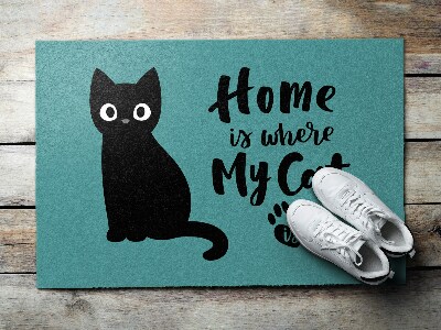 Deurmat binnen Home is where my cat is